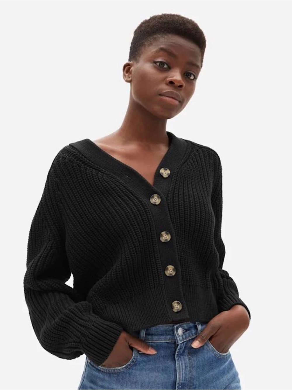 Everlane Women’s Black Textured Cotton Cardigan